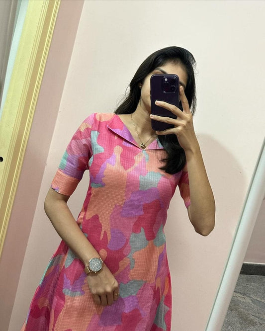 A Line Maxi Kota Doria Kurti